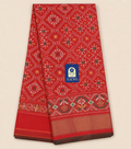 Red Puttapaka Ikkat Sico Saree with Ikkat Design, Zari Border & Maroon Selvage
