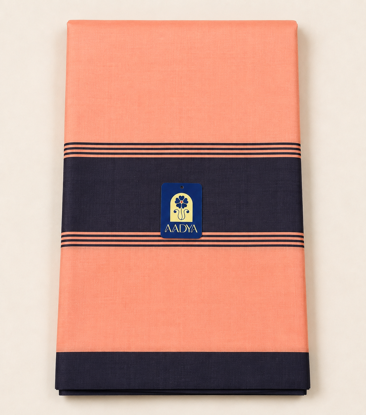 Baby Pink & Navy Blue Chanderi Silk Saree with Silver Zari Pallu