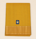 Mustard Yellow Mangalgiri Sico Saree with Silver Zari Border & Pallu