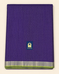 Purple Mangalgiri Sico Saree with Silver Checks & Green Zari Border