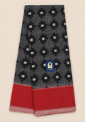 Deep Black Double Ikkat Cotton Saree with Geometric Ikat Pattern & Red Border