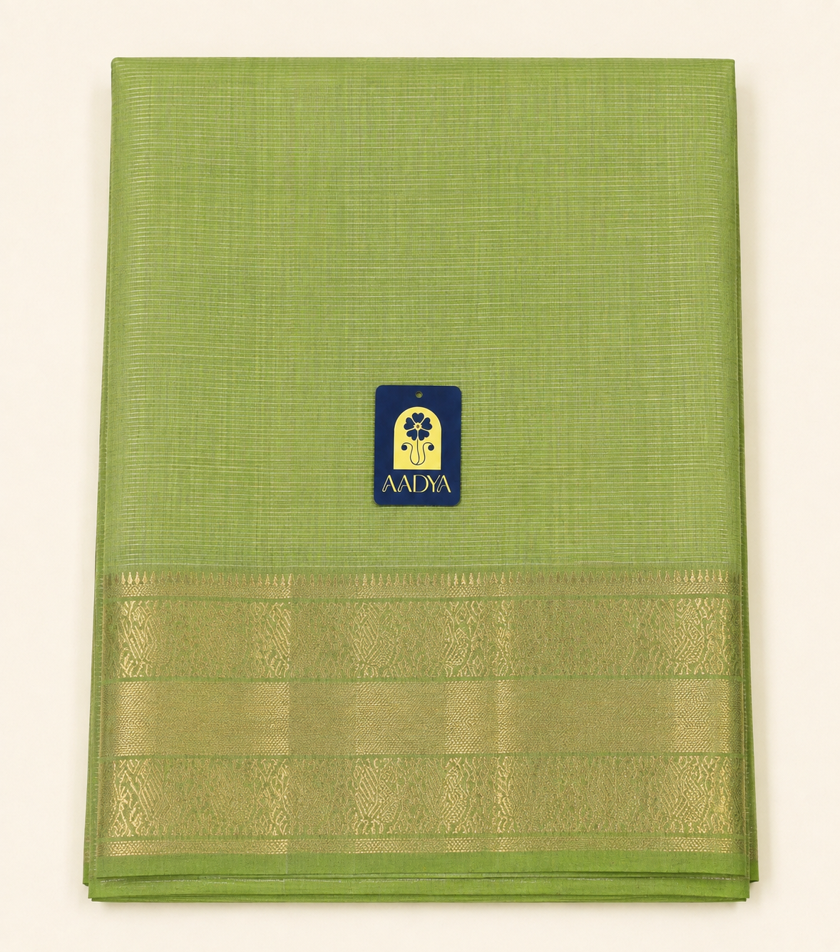 Pista Green Mangalgiri Sico Saree with Zari Border & Zari Pallu