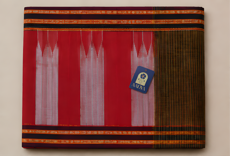 Mustard Yellow Ilkal Cotton Saree with Multicolour Checks & Black Gayathri Border