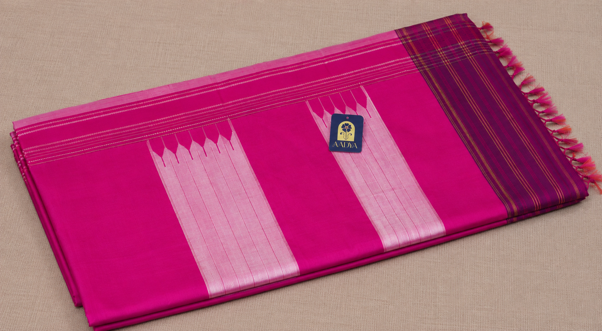 Ilkal Cotton Saree in Magenta with Pink Gayathri Border