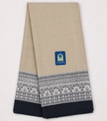 Beige Ahimsa Silk Saree with Grey Geometric Tribal Design & Black Selvage
