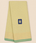 Light Yellow Banaras Silk Saree with Silver & Gold Zari Border and Green Selvage