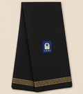 Black Tusser Saree with Mustard Gold Dabbu Printed Border & Pallu
