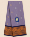 Grey Gadwal Sico Saree with Silver Parrot & Round Buttis and Navy Blue Threadwork Border