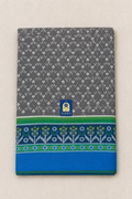 Grey Puttapaka Ikkat Silk Saree with Ikkat Work, Peacock Green Border & Designer Pallu