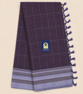 Muted Mauve Narayanpet Cotton Saree with Light Grey Floral Border & Ilkal Pallu