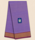 Lavender Mangalgiri Cotton Saree with Pink Zari Border & Zari Lines Pallu