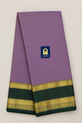 Onion Lavender Kanchivaram Silk Saree with Vaira Oosi Zari Checks & Green Border