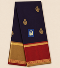 Coffee Brown Kanchivaram Silk Saree with Gold Zari Gandaberunda Motifs