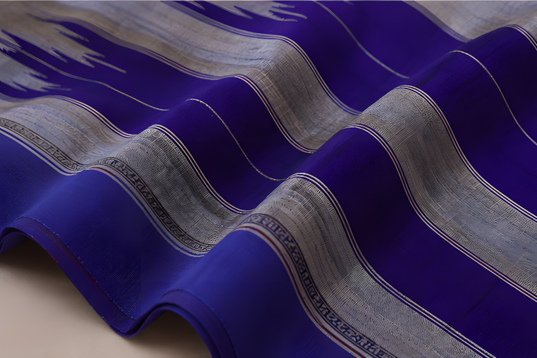 Powder Blue Ilkal Cotton Saree with Grey Gayathri Border | Traditional Ilkal Pallu