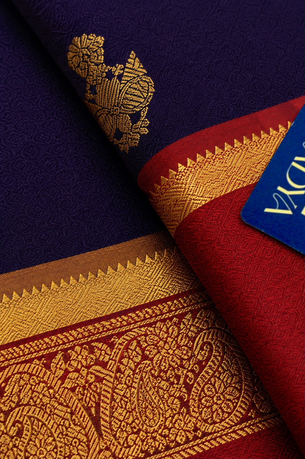 Coffee Brown Kanchivaram Silk Saree with Gold Zari Gandaberunda Motifs