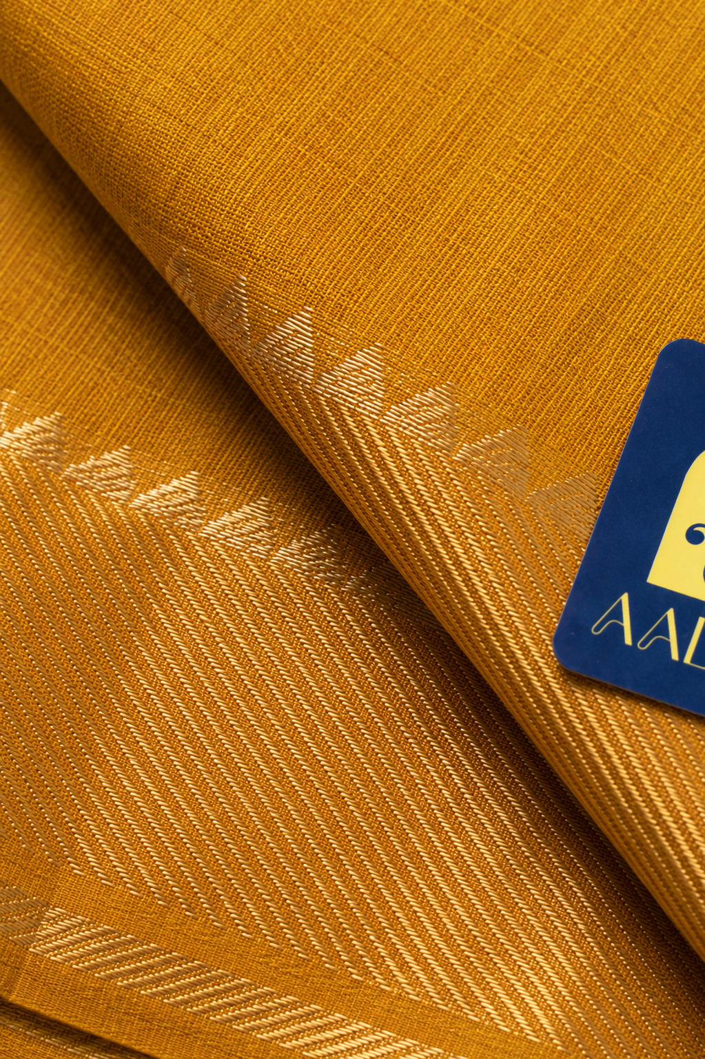 Mustard Yellow Mangalgiri Sico Saree with Silver Zari Border & Pallu