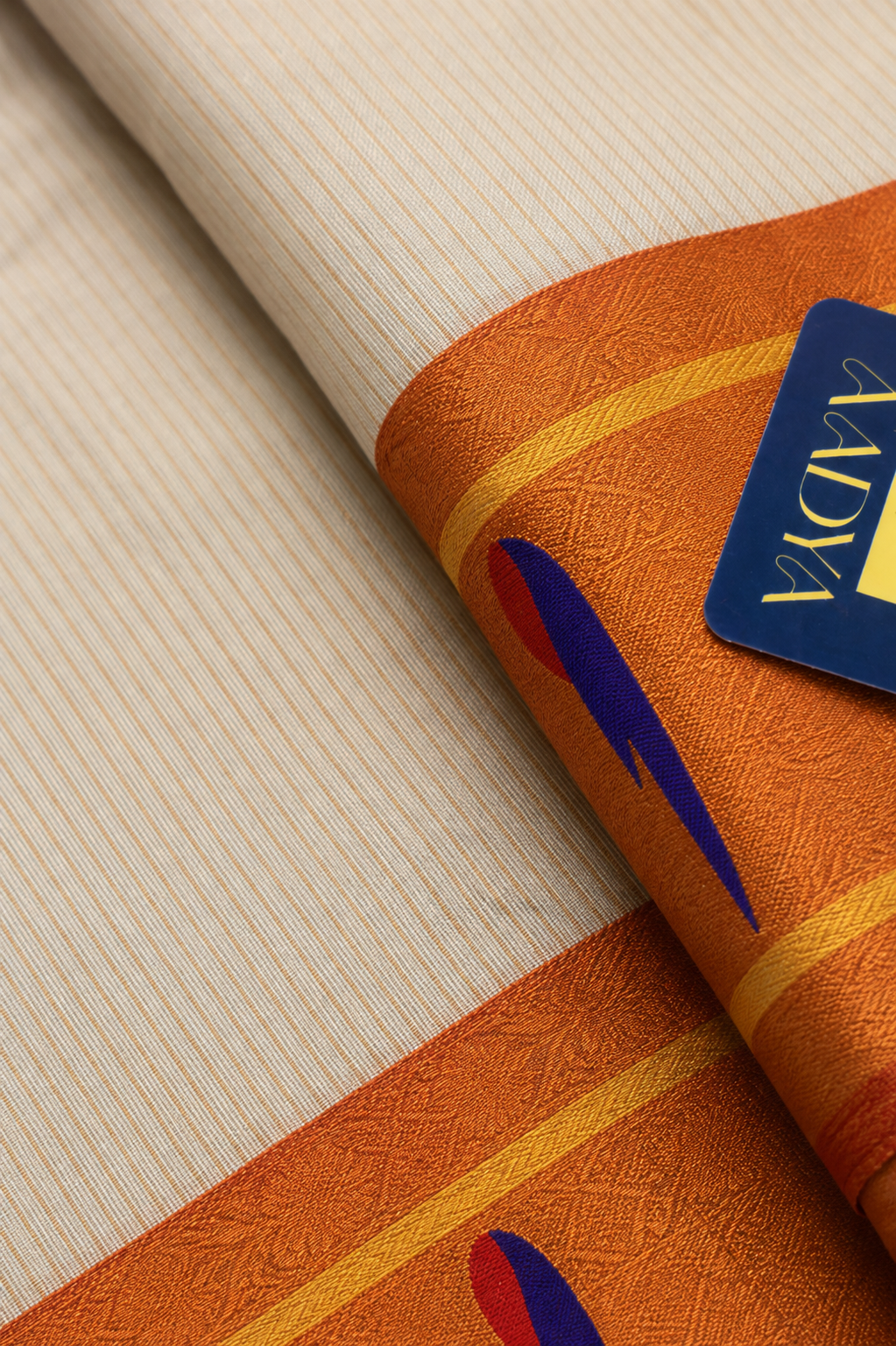 Cream Gadwal Silk Saree with Orange Muniya Design Border & Paithani Thread Pallu