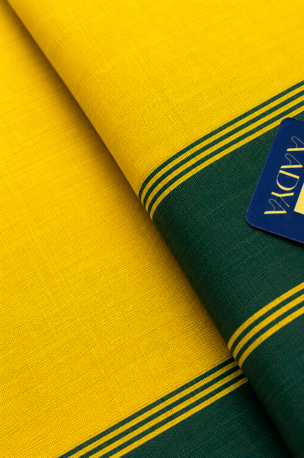Yellow & Green Chanderi Silk Saree with Green Border & Yellow Pallu Lines