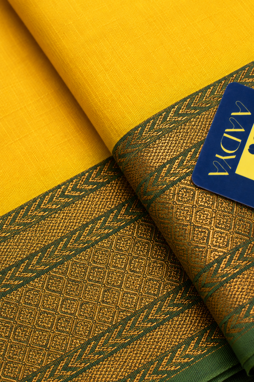 Light Yellow Mangalgiri Sico Saree with Blue Heavy Zari Border & Gold Zari Pallu