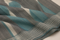 Sea Blue & Grey Ikat Cotton Saree with White Border