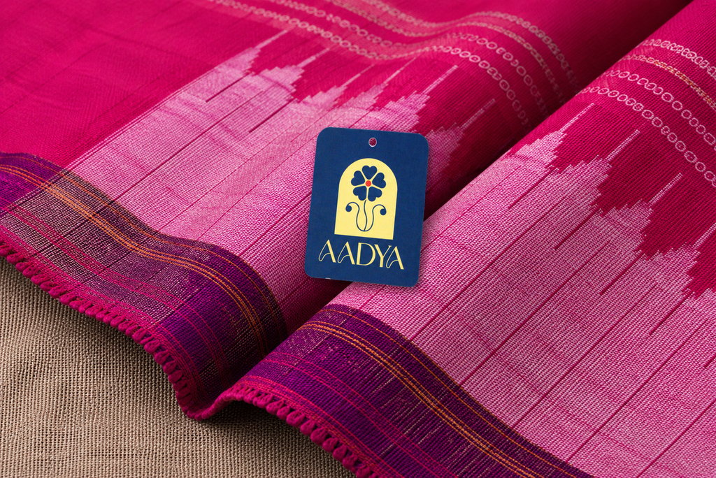 Ilkal Cotton Saree in Magenta with Pink Gayathri Border