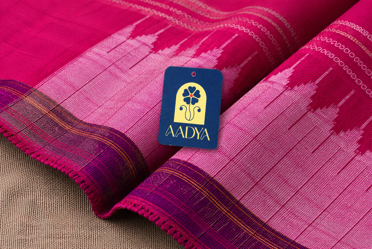 Ilkal Cotton Saree in Magenta with Pink Gayathri Border