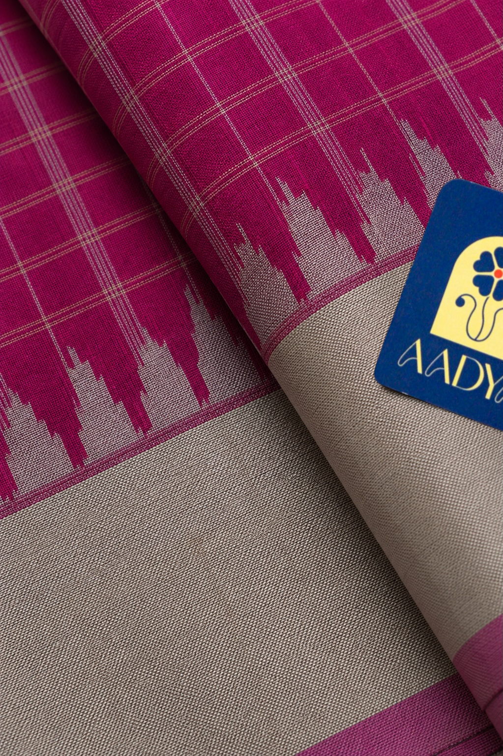 Pink Gadwal Silk Saree with Silver Zari Checks & Border
