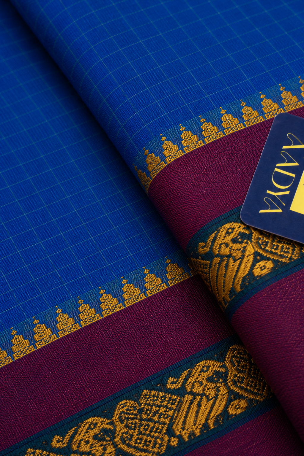 Turquoise Blue Narayanpet Cotton Saree with Deep Maroon Woven Motif Border
