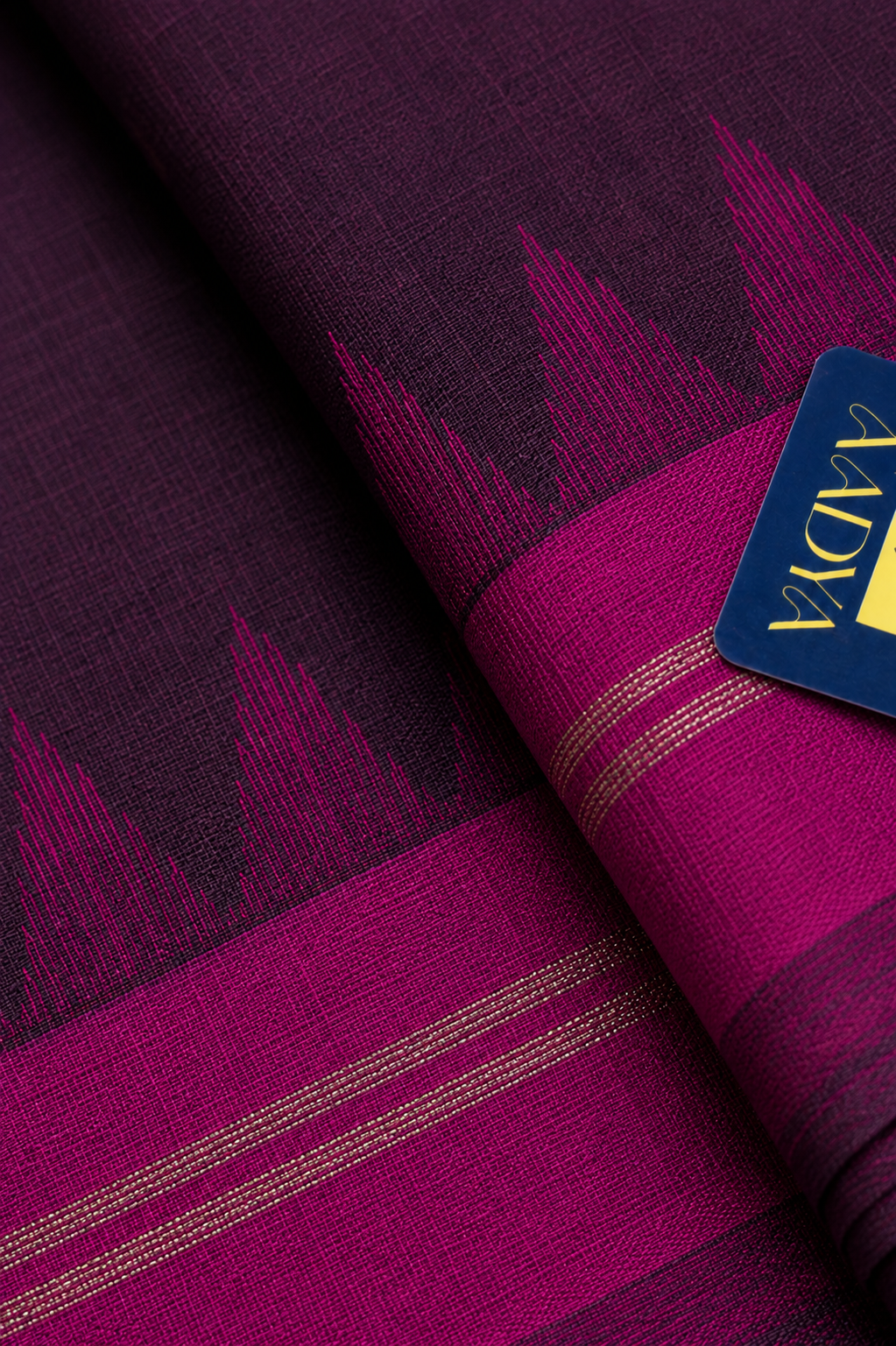 Brown Ponduru Khadi Cotton Saree with Rani Pink Border & Gold-Silver Zari Pallu