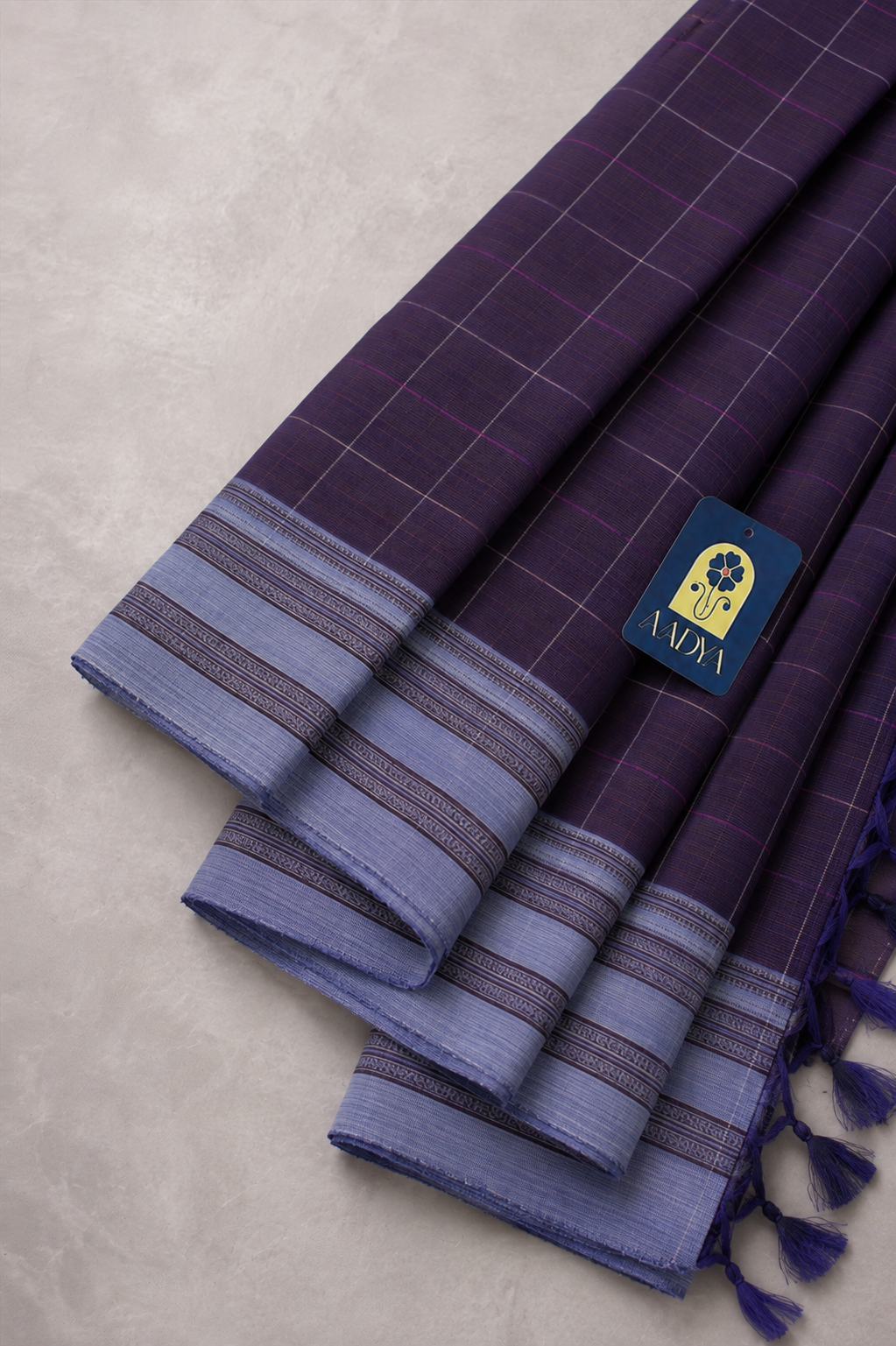 Muted Mauve Narayanpet Cotton Saree with Light Grey Floral Border & Ilkal Pallu