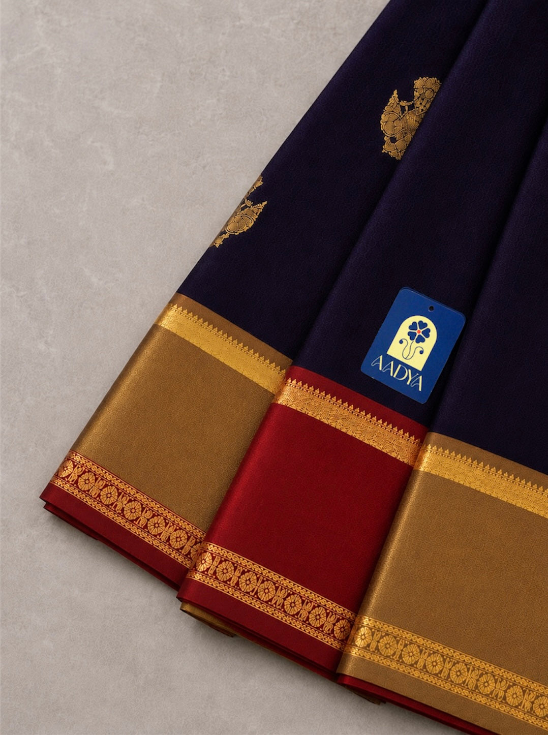 Coffee Brown Kanchivaram Silk Saree with Gold Zari Gandaberunda Motifs