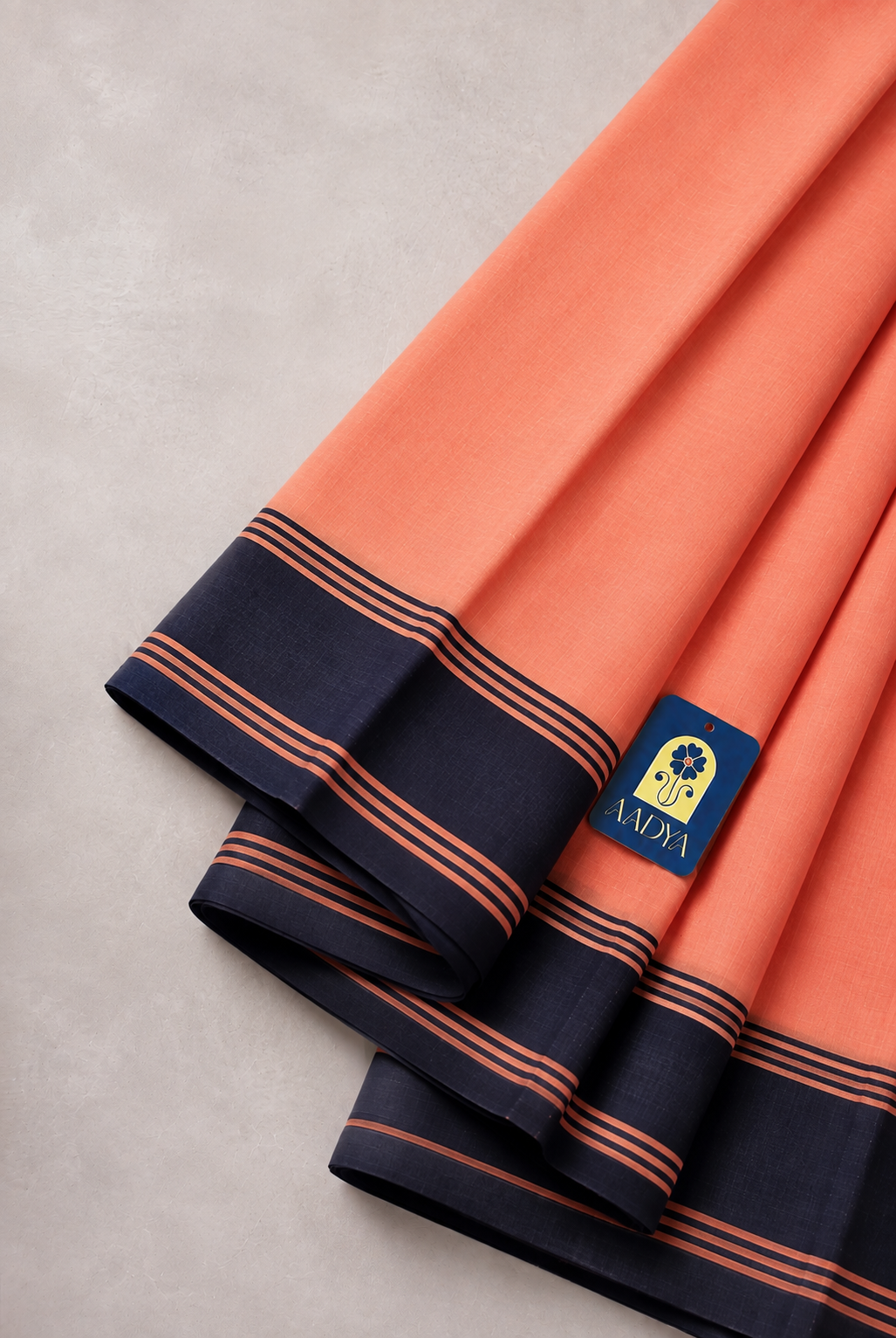 Baby Pink & Navy Blue Chanderi Silk Saree with Silver Zari Pallu