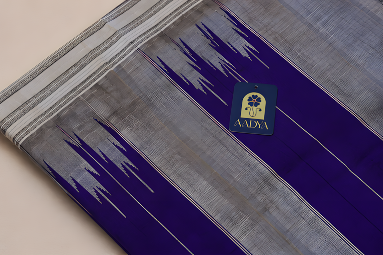Powder Blue Ilkal Cotton Saree with Grey Gayathri Border | Traditional Ilkal Pallu