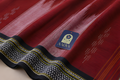 Maroon Ilkal Cotton Saree with White Lines & Black Gayathri Border