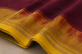 Maroon Ilkal Cotton Saree with Yellow Viscose Rayon Border