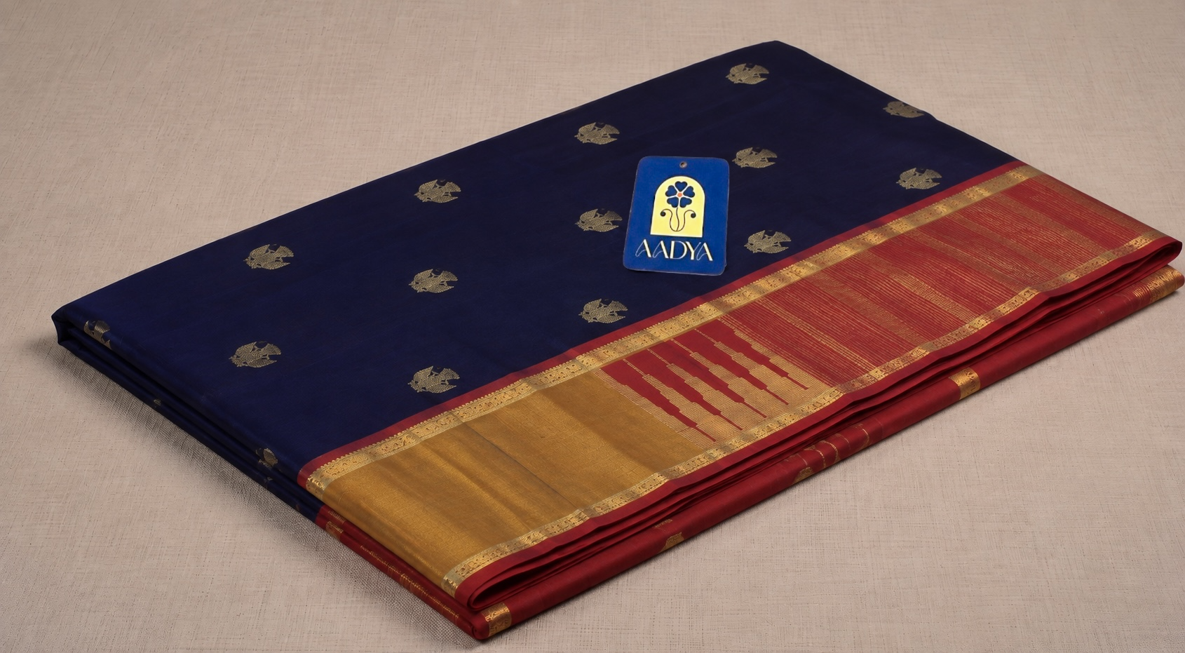 Coffee Brown Kanchivaram Silk Saree with Gold Zari Gandaberunda Motifs