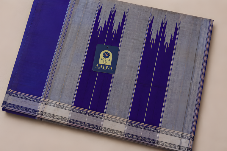 Powder Blue Ilkal Cotton Saree with Grey Gayathri Border | Traditional Ilkal Pallu