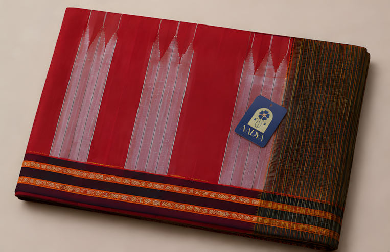 Mustard Yellow Ilkal Cotton Saree with Multicolour Checks & Black Gayathri Border