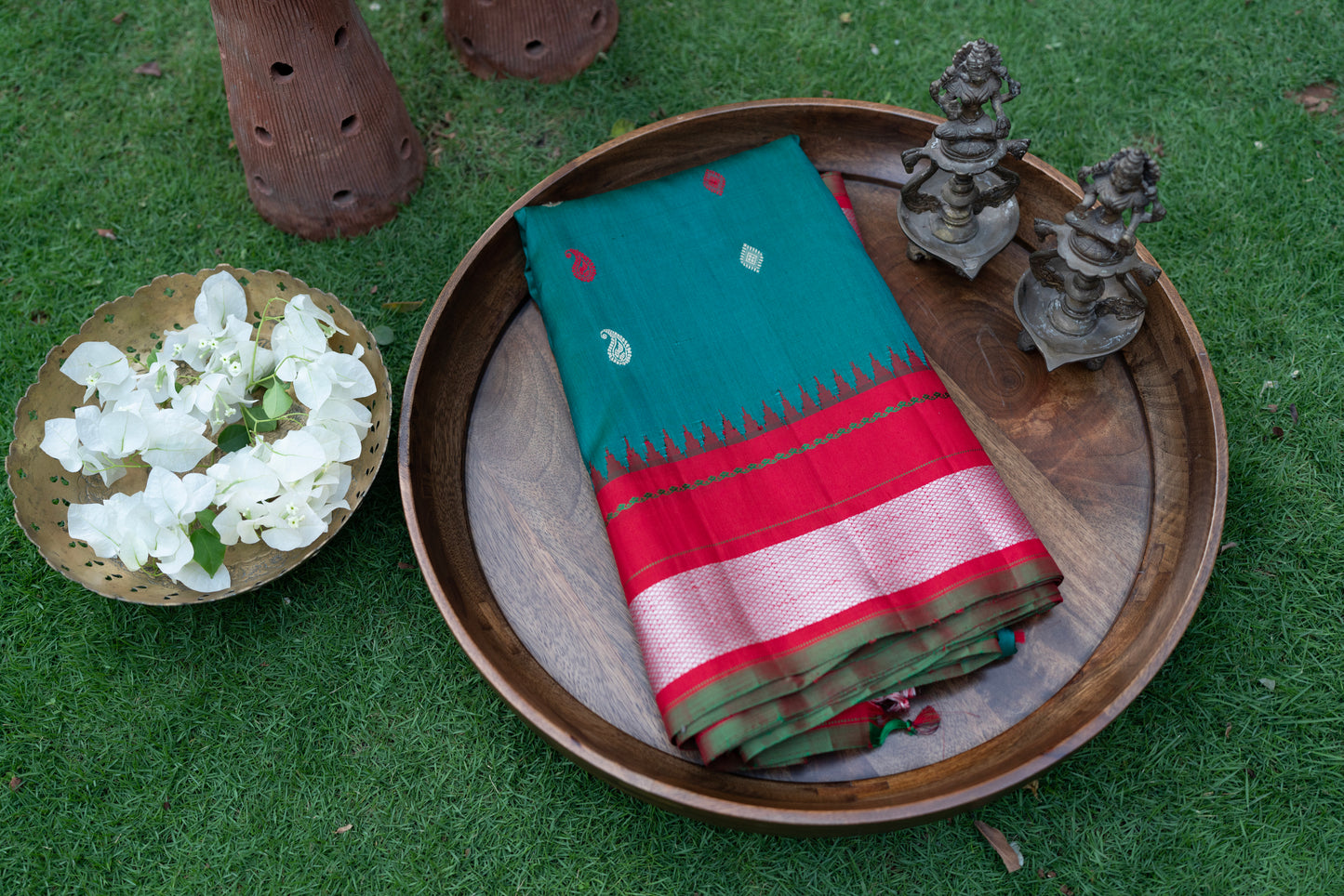 FOREST GREEN GADWAL PATTU SAREE