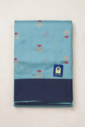 Sea Blue Chanderi Silk Saree with Meenakari Buttis & Zari Pallu