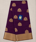 Wine Chanderi Silk Saree with Meenakari Zari Buttis & Gold Zari Pallu