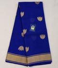 Blue Chanderi Silk Saree with Flower Zari Buttis & Zari Pallu