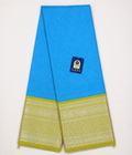 Sky Blue Kanchivaram Silk Bridal Saree with Silver Zari Checks