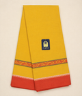 Yellow Narayanpet Cotton Saree with Leaf Border & Green Pallu