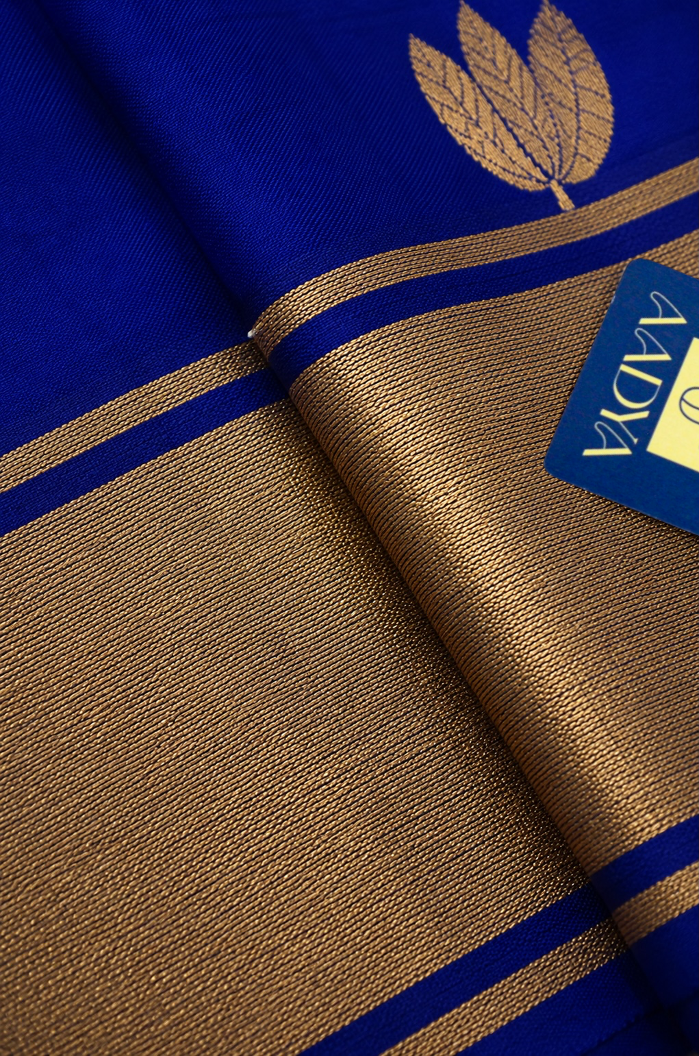 Blue Chanderi Silk Saree with Flower Zari Buttis & Zari Pallu