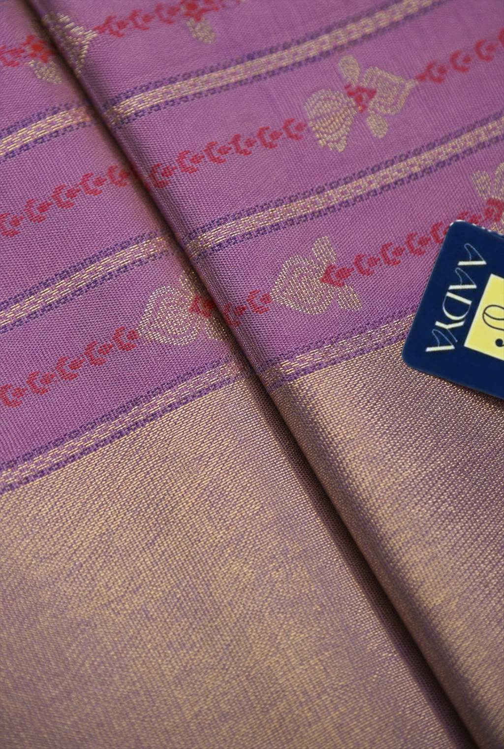 Lavender Chanderi Mulberry Silk Saree with Thread & Zari Work